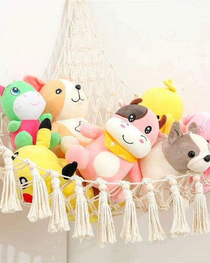 Stylish Boho Stuffed Animal Storage Hammock - Modern Toy Organizer