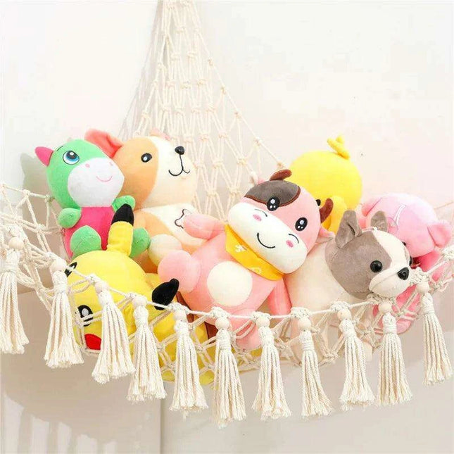 Stylish Boho Stuffed Animal Storage Hammock - Modern Toy Organizer