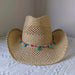 Rose Red Cowboy Straw Hat - Adjustable Wide Brim Sun Hat for All Seasons