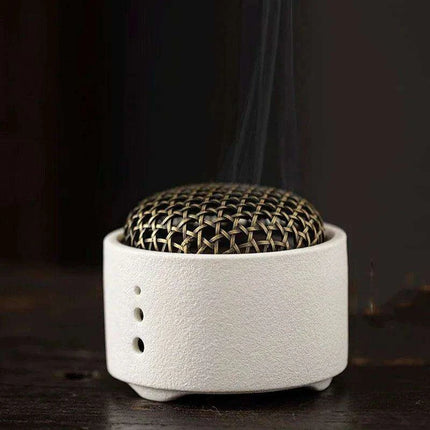 Elegant Zen Ceramic Incense Burner with Mesh Cover - Stylish Home Decor Ashtray and Relaxation Plate