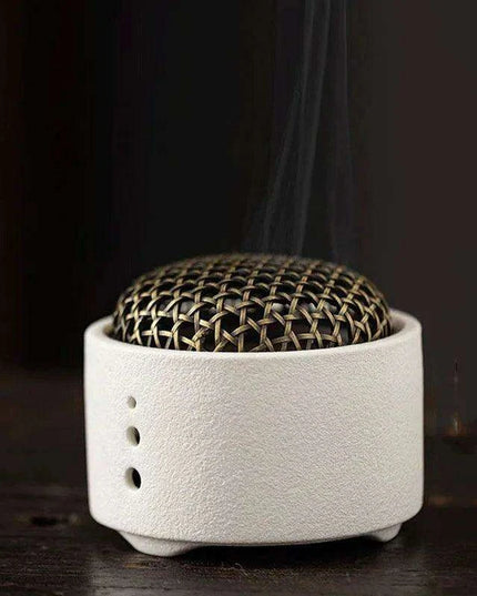 Elegant Zen Ceramic Incense Burner with Mesh Cover - Stylish Home Decor Ashtray and Relaxation Plate