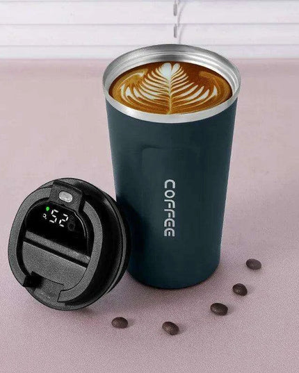 Smart Insulated Coffee Mug with LED Temperature Indicator - 380/510ml Stainless Steel Cup