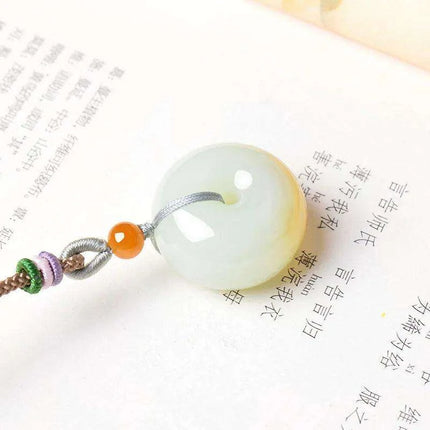 Natural Hetian Jade Hand-Carved Lucky Pendant Necklace