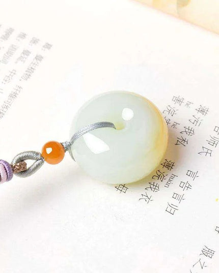 Natural Hetian Jade Hand-Carved Lucky Pendant Necklace