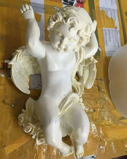 Charming Beige Angelic Resin LED Wall Light - Stylish E27 Home Illumination Fixture