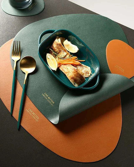 Luxe PU Leather Dining Ensemble - Chic Tableware Collection