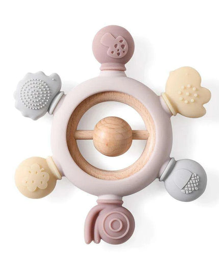 Eco-Friendly Handmade Crochet Baby Rattle with Wooden Teether