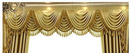 European Gold Luxury Curtains - Blackout, Valance & Tulle Sheer