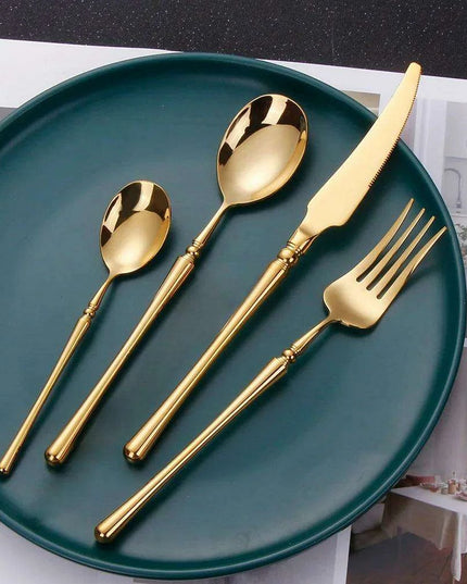 Sophisticated Antique Gold Matte Flatware Set - Premium Stainless Steel Cutlery for Elegant Dining Experiences