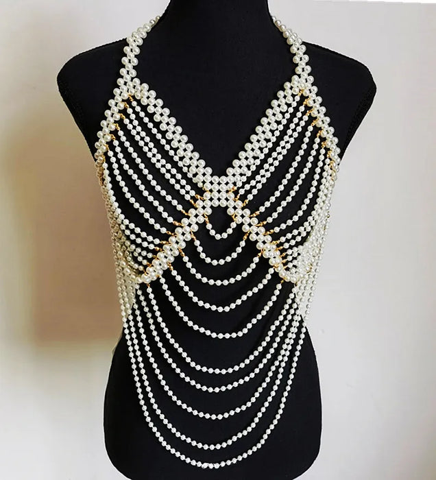 Exquisite Imitation Pearl Body Jewelry Set: Opulent Artisan Collection