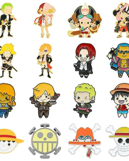 Anime Lover's One Piece Character Enamel Pins Collection - Stylish Jewelry Set for Fans