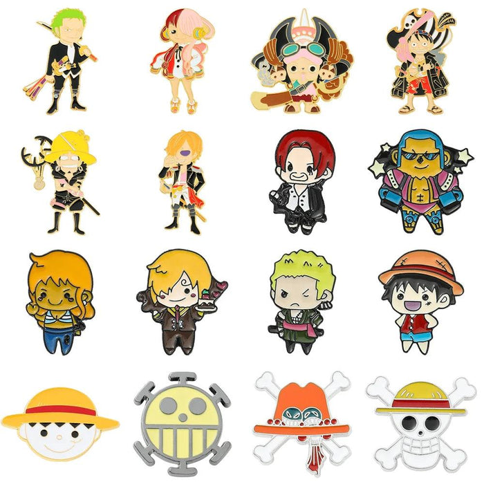 One Piece Anime Character Enamel Pin Set - Stylish Anime Jewelry Collection