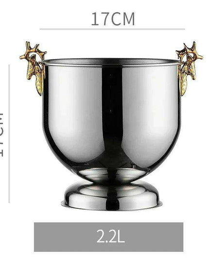 Majestic Deer Head Ice Bucket: Luxurious European Charm in Dual-Tone Design
