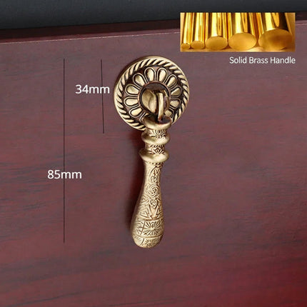 Single Hole Wardrobe Ring Handle European Antique Brass Cabinet Drawer