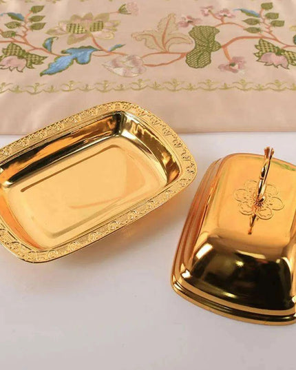 Swan-Inspired Stainless Steel Serving Platter with Protective Lid