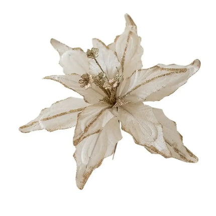 Artificial Glitter Christmas Flower Ornament, Assorted Styles & Colours