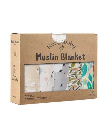 Kangobaby Luxurious 5-Piece Baby Blanket Set - Soft Bamboo Cotton Comfort for Your Baby