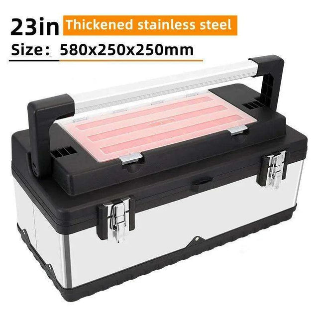 Elite Stainless Steel Toolbox with Dual Secure Storage and Innovative Security Features
