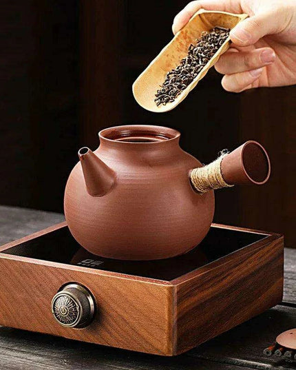 Sophisticated Cinnabar Clay Tea Pot with Electric Heater for Traditional Kung Fu Brewing
