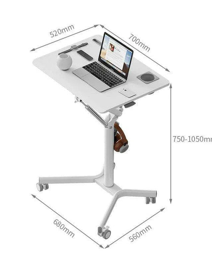 Mobile Height-Adjustable Laptop Desk with Gas Spring Lift for Versatile Home and Office Use
