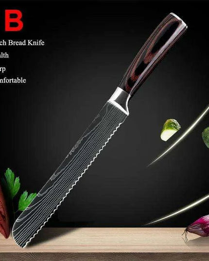 Exquisite Damascus Steel Chef Knife Collection - 1-10Pcs Japanese Santoku and Utility Knives for Culinary Excellence