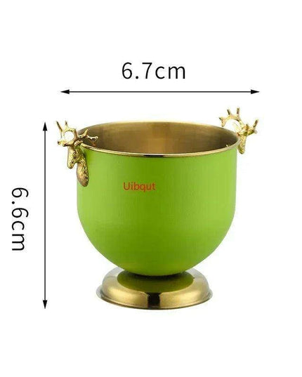 Majestic Deer Head Ice Bucket: Luxurious European Charm in Dual-Tone Design