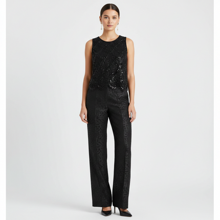 Women's Sleeveless Beaded & Sequined Blouse