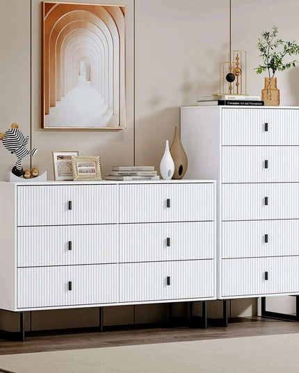 Sleek Modern 5-Drawer Dresser with Stylish Metal Legs - Perfect Storage for Any Room