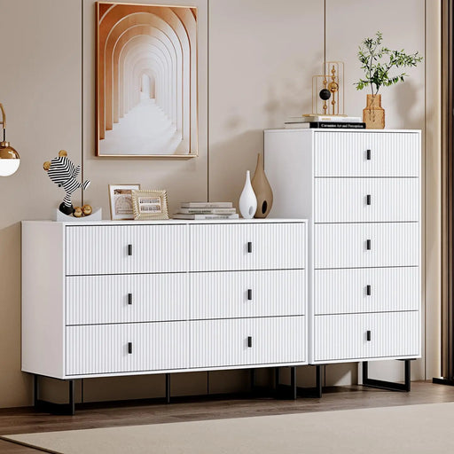 Sleek 5-Drawer Dresser with Metal Legs - Stylish Storage Solution for Any Room