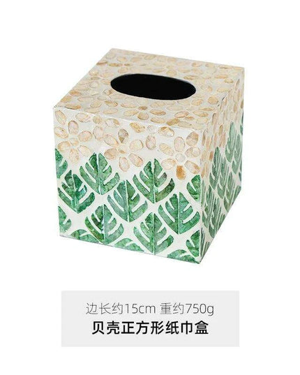 Elegant Handcrafted Mother of Pearl Tissue Box - Unique Artisan Decor for a Chic Home Upgrade