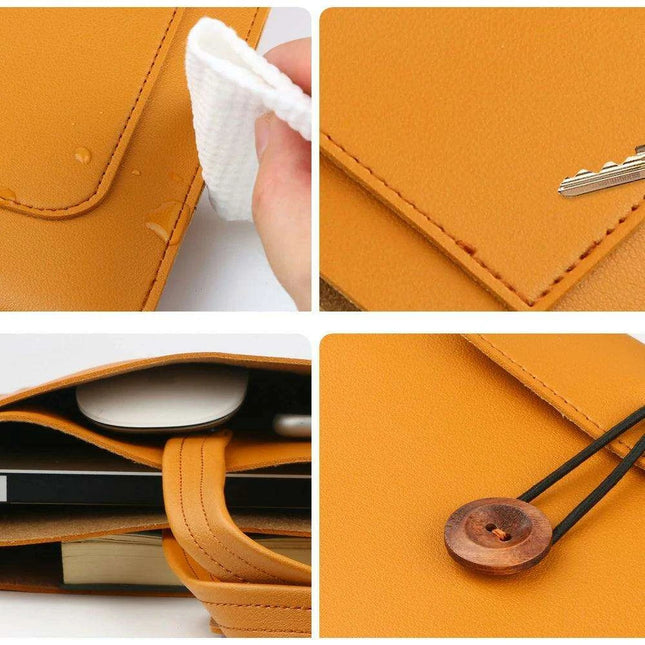 Stylish Faux Leather Laptop Tote with Innovative Features for MacBook Air and Tech Essentials