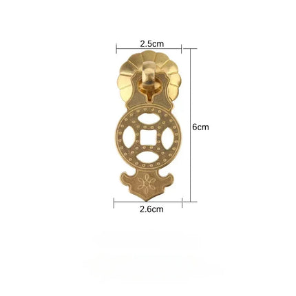 4 Pieces Chinese Style Brass Drawer Cupboard Door Knobs Coin Pendant P