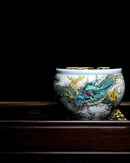 Chic Blue and White Enamel Ceramic Tea Cup Collection - Elevate Your Tea Experience