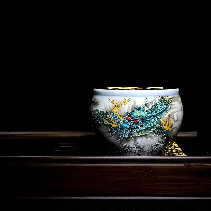 Chic Blue and White Enamel Ceramic Tea Cup Collection - Elevate Your Tea Experience