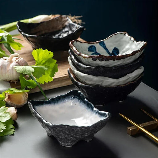 Elegant Japanese Ceramic Snack Dishes Set - Artisan Tableware for Culinary Delights