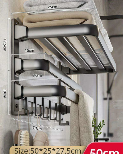 Modern Gunmetal Gray Space Aluminum Triple Fold Towel Rack