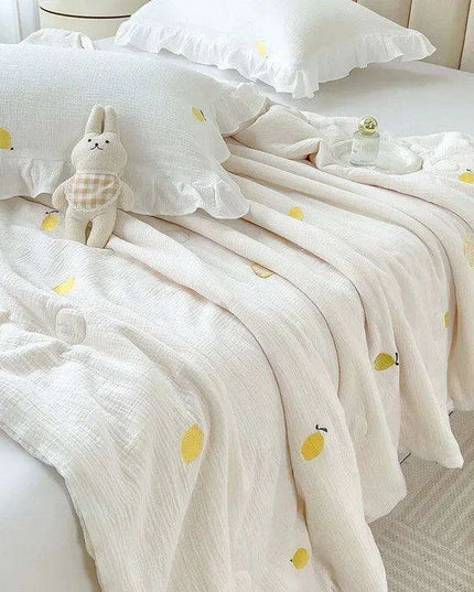 Luxury Summer Soybean Duvet Insert - Double-Layered Cotton Quilt with Elegant Embroidery