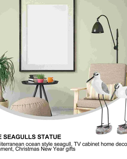 Coastal Bliss Wooden Seabird Figurine Set - Elegant Nautical Accents for Beachy Home Interiors