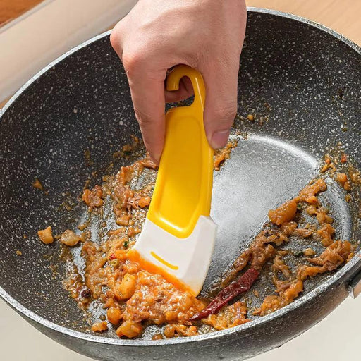 Cheerful Yellow & White Silicone Kitchen Scraper Kit for Effortless Cleanup