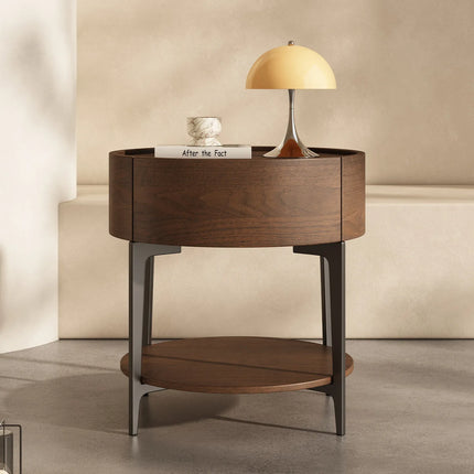 Artisanique Multifunctional Industrial Nightstand with Storage Drawer