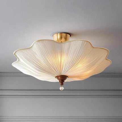 Meian Retro Lotus-Leaf White Ceiling Light - Eye Protection, Elegant D