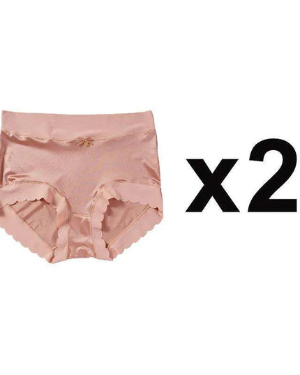 Elegant 2-Pack High-Waisted Satin Ice Silk Seamless Breathable Briefs with Butt Enhancing Design