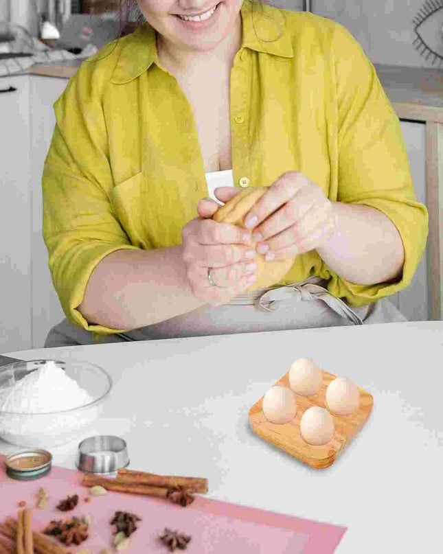 Charming Rustic Wooden Egg Organizer for Kitchen and Fridge Storage