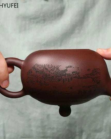 Handcrafted Yixing Purple Clay Teapot for Traditional Kung Fu Tea Ceremony