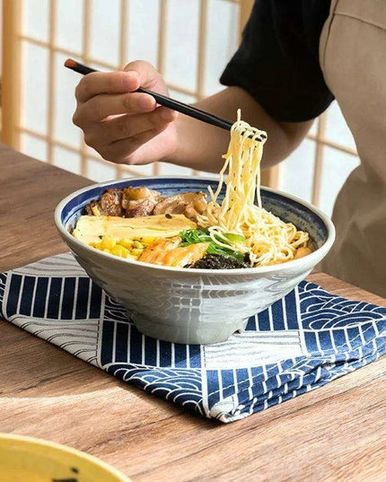 Sophisticated Japanese Melamine Noodle Bowl - Stylish Faux Porcelain Dining Set