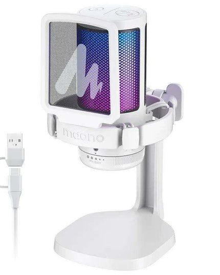 Illuminate Your Sound: Gamerwave RGB USB Condenser Microphone with Premium Noise-Cancellation and Customizable Lighting Effects