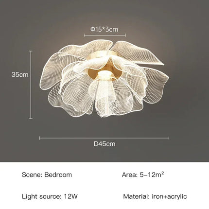 Luxurious LED Flower Ceiling Light — Acrylic, Gold Finish