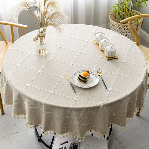 Elegant Customizable Plaid Cotton Linen Table Cover for Stylish Dining Experiences