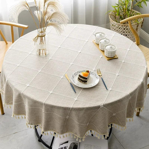 Stylish Customizable Plaid Cotton Linen Tablecloth - Elevate Your Dining Experience