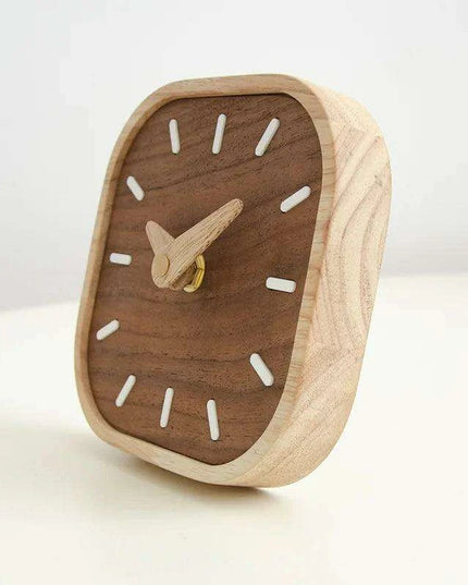 Elegant Black Walnut Table Clock - Modern Scandinavian Design